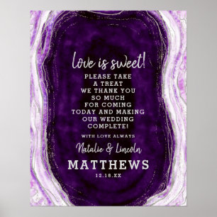Amethyst Paarse Geode Love is Sweet Weddenschap Poster