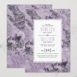 Amethyst paarse geode marmeren moderne trouw kaart