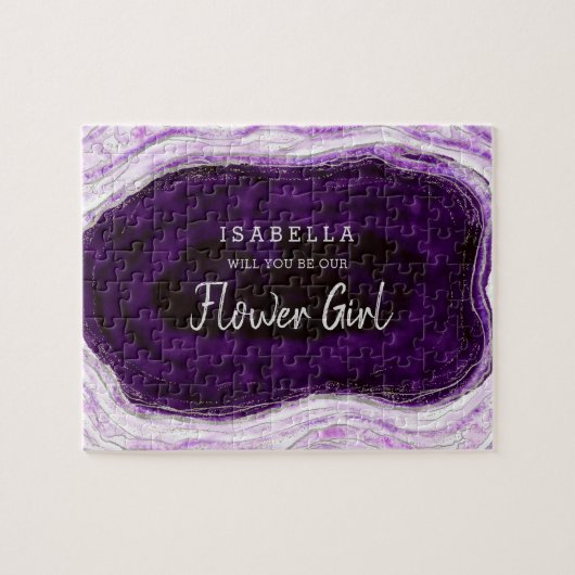 Amethyst Paarse Geode Ons Bloemenmeisje Voorstel z Legpuzzel (Horizontaal)