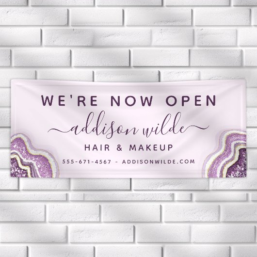 Amethyst Paarse Glitter Agate Geode Luxe Business Spandoek