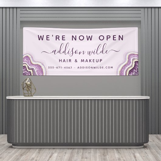 Amethyst Paarse Glitter Agate Geode Luxe Business Spandoek