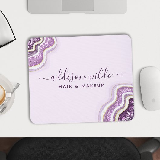 Amethyst Paarse Glitter Agate Geode Luxe Chic Muismat