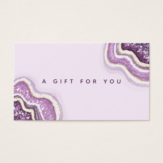 Amethyst Paarse Glitter Agate Geode Luxe Gift Kaar Visitekaartje (Voorkant)