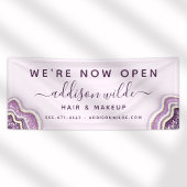 Amethyst Paarse Glitter Agate Geode Luxe Zakelijk Spandoek