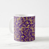 Amethyst Paarse Golden Scrollwork Koffiemok (Voorkant links)