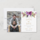 Amethyst Paarse Gouden Glitter Foto Opslaan De Dat Save The Date (Voorkant)