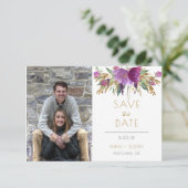 Amethyst Paarse Gouden Glitter Foto Opslaan De Dat Save The Date (Staand voorkant)