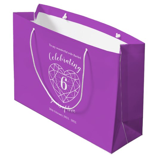 Amethyst paarse Jubileum 6 jaar gepersonaliseerd Groot Cadeauzakje (Achterkant Gekanteld)