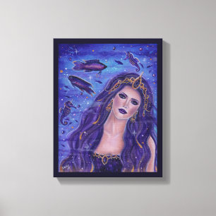 Amethyst paarse mermaïde kunst door Renee L. Lavoi Canvas Afdruk