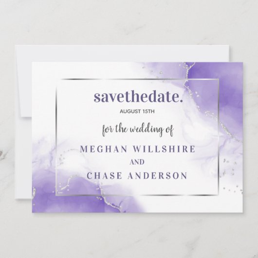 Amethyst Paarse minimalistische zilver Kaart (Voorkant)