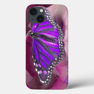 Amethyst Paarse Monarch Butterfly iPad-draagtas iPhone 13 Hoesje