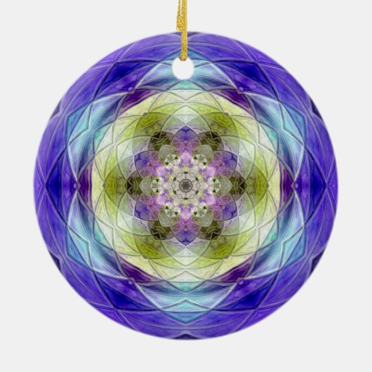 Amethyst Paarse Olijf blauwe bloem ster Keramisch Ornament (Achterkant)