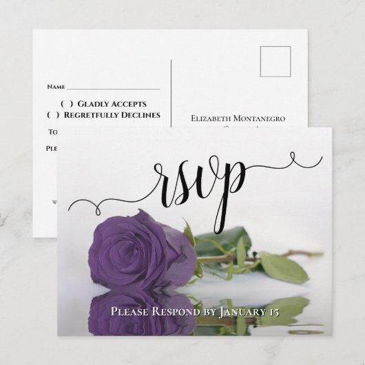 Amethyst Paarse reflecterende Roos Chic Wedding RS Briefkaart (Voorkant / Achterkant)