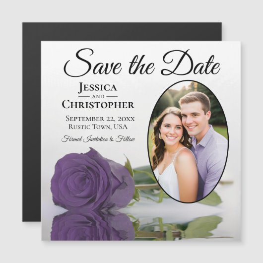 Amethyst Paarse Roos Save The Date Foto Magneet (Voorkant / Achterkant)