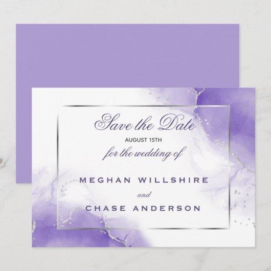 Amethyst Paarse Schrift Zilver Kaart (Voorkant / Achterkant)