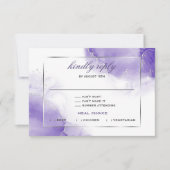 Amethyst Paarse Script Silver RSVP-kaart RSVP Kaartje (Voorkant)