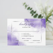 Amethyst Paarse Script Silver RSVP-kaart RSVP Kaartje (Staand voorkant)