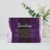 Amethyst Paarse & Silver Geode bruiloft routebesch Informatiekaartje (Staand voorkant)