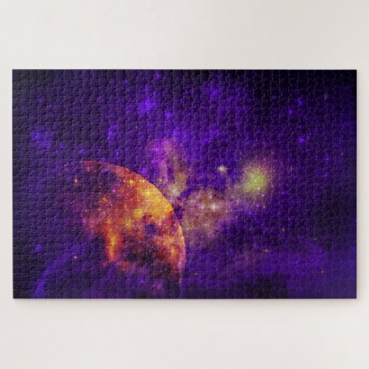 Amethyst Paarse Skies, Golden Planet Stars Legpuzzel (Horizontaal)