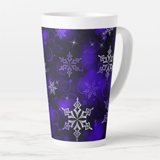 Amethyst Paarse Snowflake Motif Latte Mok (Rechterhoek)