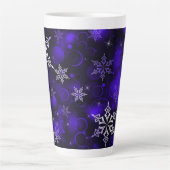 Amethyst Paarse Snowflake Motif Latte Mok (Voorkant)