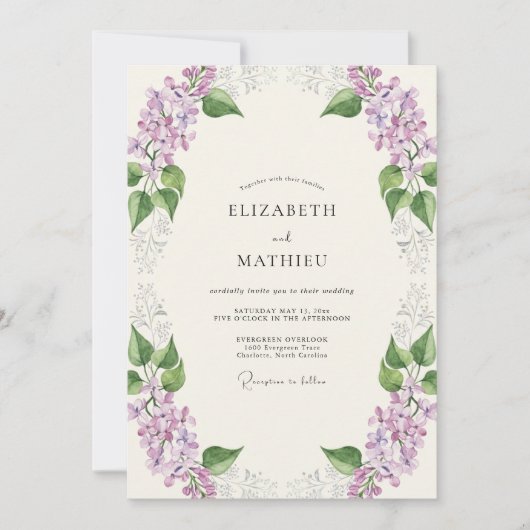 Amethyst Paarse Sprig Eucalyptus Bruiloft Kaart (Voorkant)