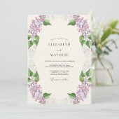 Amethyst Paarse Sprig Eucalyptus Bruiloft Kaart (Staand voorkant)