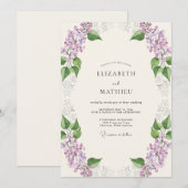 Amethyst Paarse Sprig Eucalyptus Bruiloft Kaart (Voorkant / Achterkant)