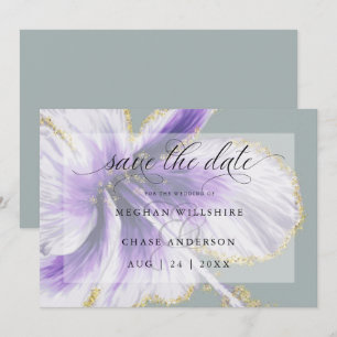 Amethyst Paarse Tropische Bloem Waterverf Opsla Save The Date