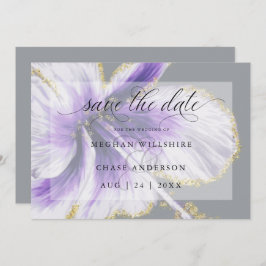 Amethyst Paarse Tropische Bloem Waterverf Save The Date