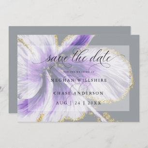 Amethyst Paarse Tropische Bloem Waterverf Save The Date