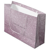 Amethyst Paarse White Plum Glitter Favor Gift Bag Groot Cadeauzakje (Voorkant Gekanteld)