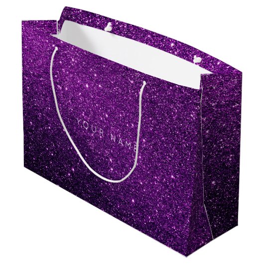 Amethyst Paarse White Plum Glitter Favor Gift Star Large Cadeautasje (Achterkant Gekanteld)