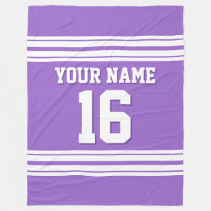 Amethyst Paarse White Sports Jersey Fleece Deken