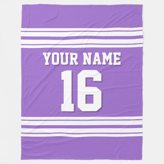 Amethyst Paarse White Sports Jersey Fleece Deken (Voorkant)