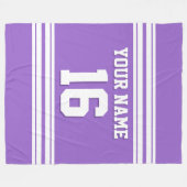 Amethyst Paarse White Sports Jersey Fleece Deken (Voorkant (Horizontaal))