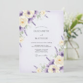 Amethyst Paarse Wilde Bloemen Bruiloft Kaart (Staand voorkant)