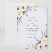 Amethyst Paarse Wilde Bloemen Bruiloft Kaart (Voorkant / Achterkant)