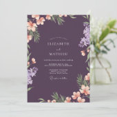 Amethyst Paarse Wilde Bloemen Bruiloft Kaart (Staand voorkant)