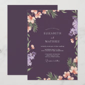 Amethyst Paarse Wilde Bloemen Bruiloft Kaart (Voorkant / Achterkant)