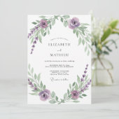 Amethyst Paarse Wingebruiloft Kaart (Staand voorkant)
