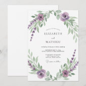 Amethyst Paarse Wingebruiloft Kaart (Voorkant / Achterkant)