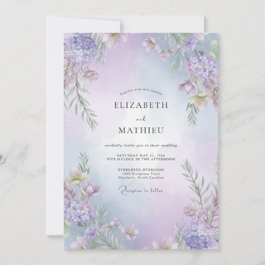 Amethyst Paarse Wisteria Bruiloft Kaart (Voorkant)