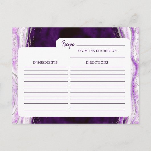 Amethyst Paarse & Zilveren Bruid om Recept Kaart t (Achterkant)