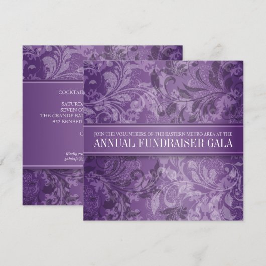 Amethyst Paisley Swirl Event Kaart (Voorkant / Achterkant)