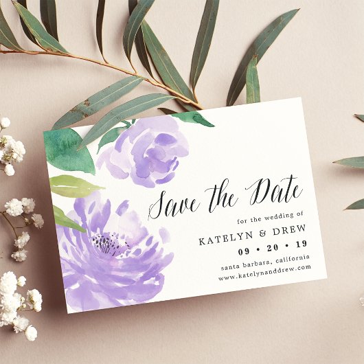 Amethyst Peony Save the Date Kaart