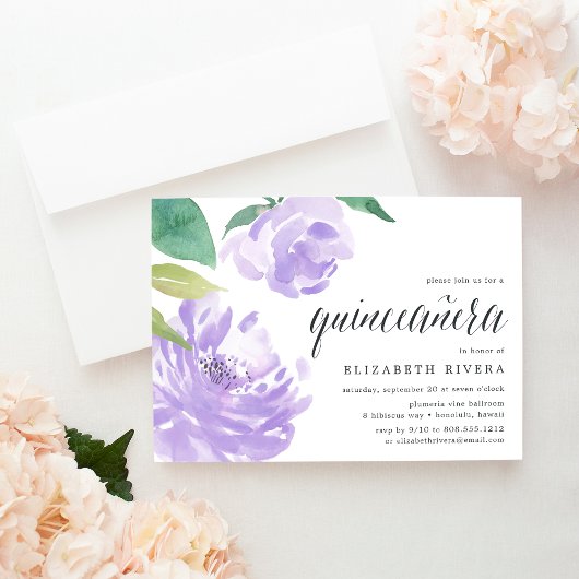 Amethyst Peony | Uitnodiging uit Quinceanera