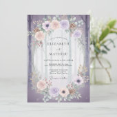Amethyst Perzik Ranunculus Sage Bruiloft Kaart (Staand voorkant)