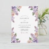 Amethyst Perzik Wisteria Bruiloft Kaart (Staand voorkant)