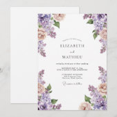 Amethyst Perzik Wisteria Bruiloft Kaart (Voorkant / Achterkant)